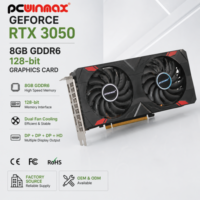 PCWINMAX Gaming GeForce RTX 3050 8GB GDDR6 128-Bit HD/DP PCIe 4 Dual Fans Kartu Grafis untuk PC Gaming