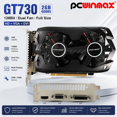 PCWINMAX Geforce GT 730 2GB DDR5 128 Bit Full Size GK108 VGA+HD+DVI Interface Dual Fan Gaming Graphic Card