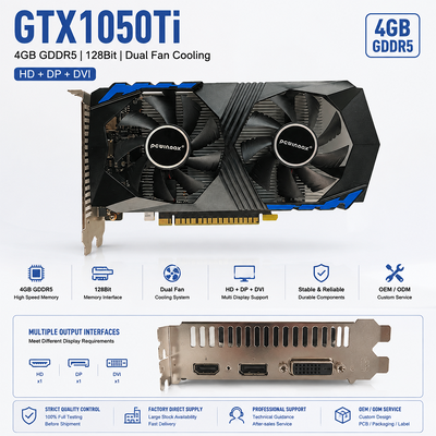 PCWINMAX Grosir Kartu Grafis GTX 1050 Ti 4GB 128Bit GDDR5 GPU Daya Rendah Dengan Output HD DP DVI Untuk Desktop