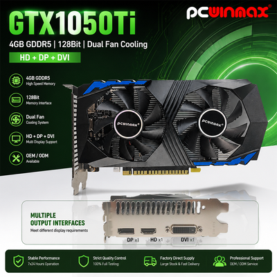 PCWINMAX Geforce GTX 1050 Ti 4GB GDDR5 128Bit Gaming Graphics Card dengan Output HD OEM/ODM Di stok untuk Komputer Desktop
